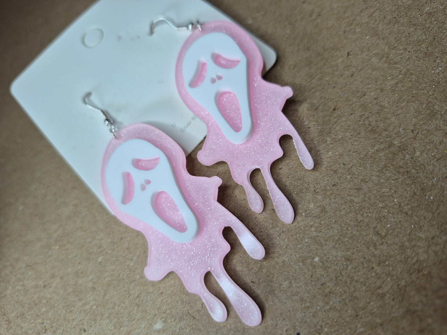 Pink Ghost Face Earrings