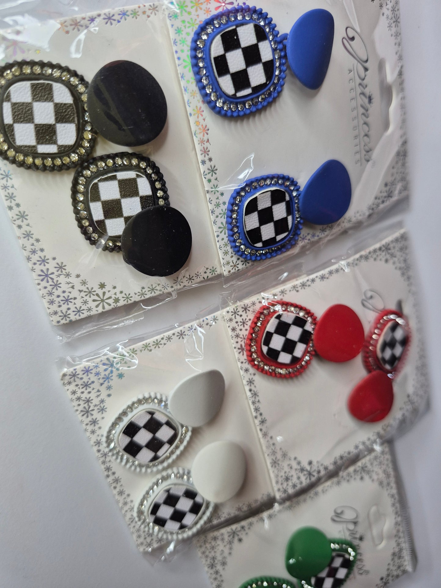 Checker print earrings