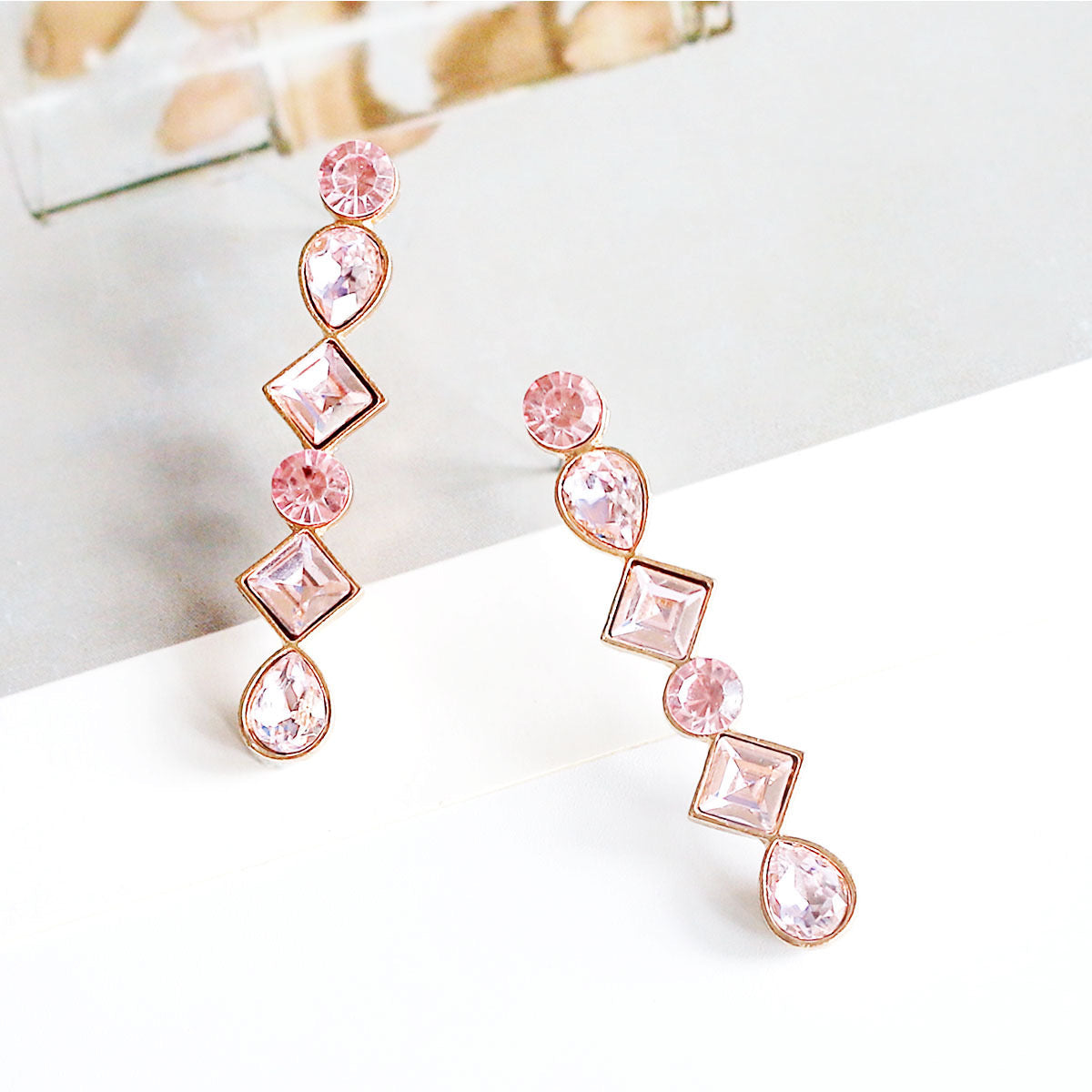 Pink stone earrings