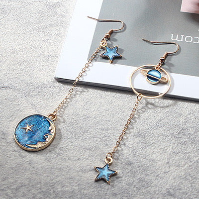 Planet moon earrings