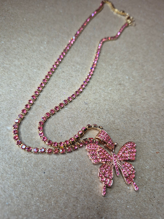 Pink Butterfly Necklace