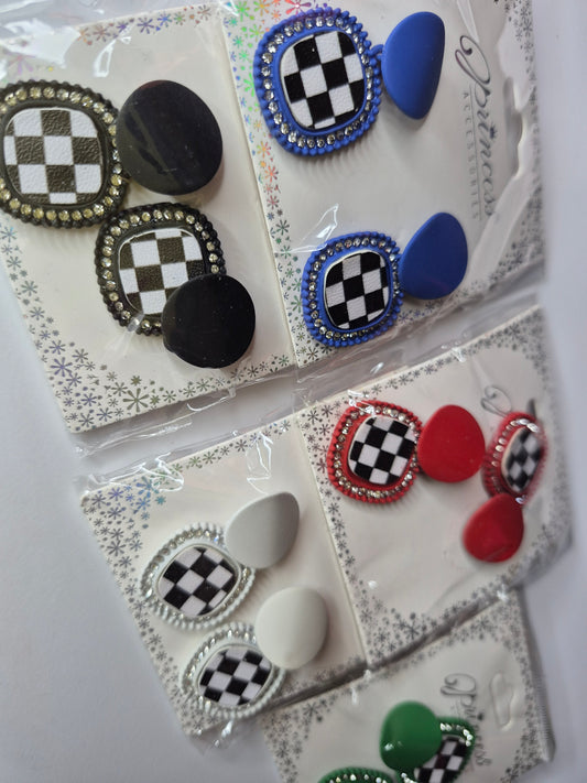 Checker print earrings