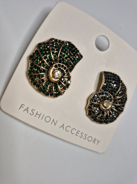 Green black Shell Studs