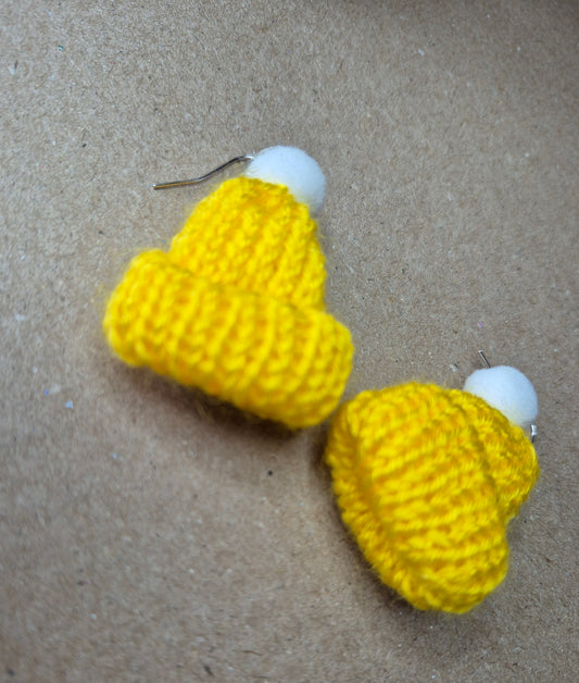 Yellow Beanie Earrings