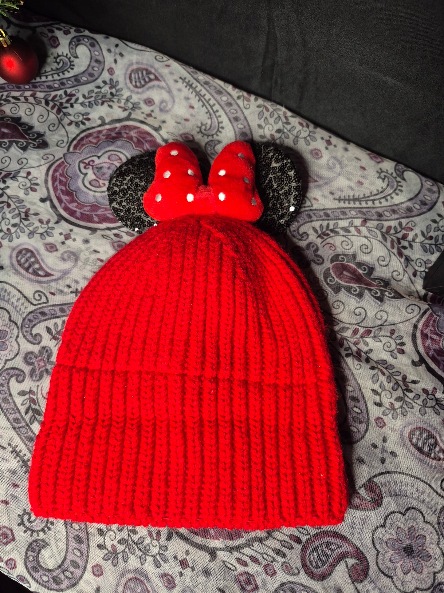 Red bow beanies kids/adult