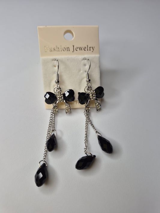 Black Bow Dangle Earrings